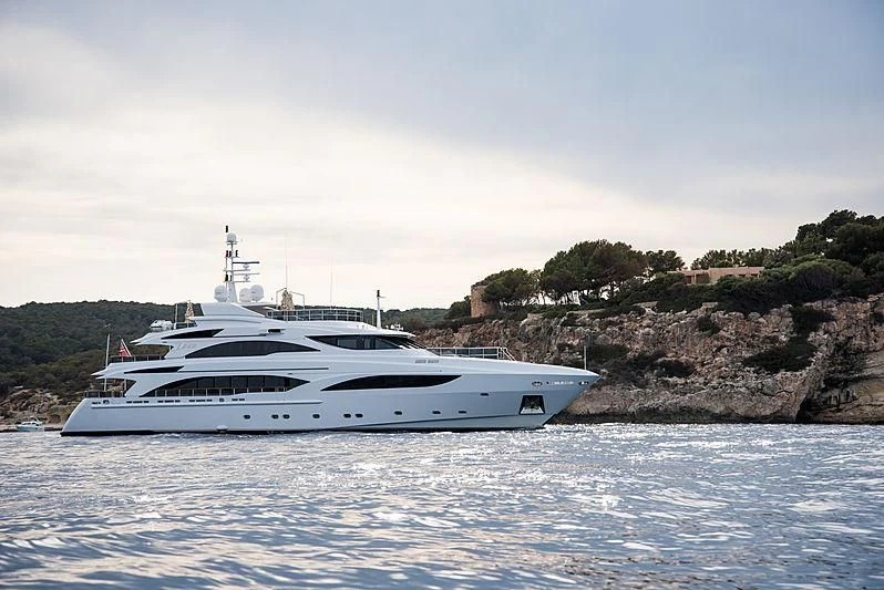 a white yacht on the water aboard DIANE Yacht for Charter