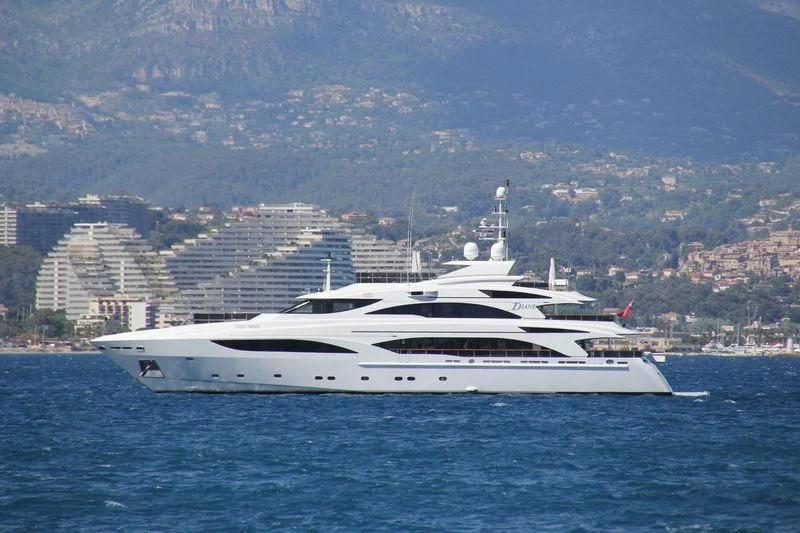 a white yacht on the water aboard DIANE Yacht for Charter
