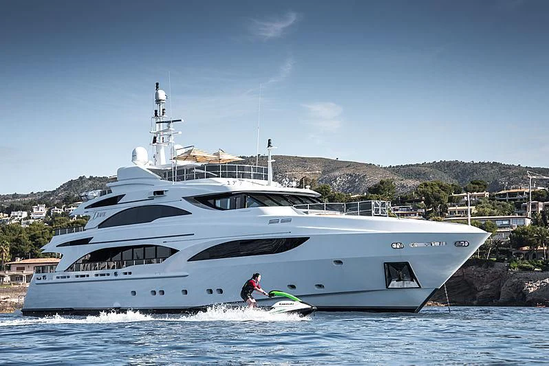 a boat with a person in it aboard DIANE Yacht for Charter