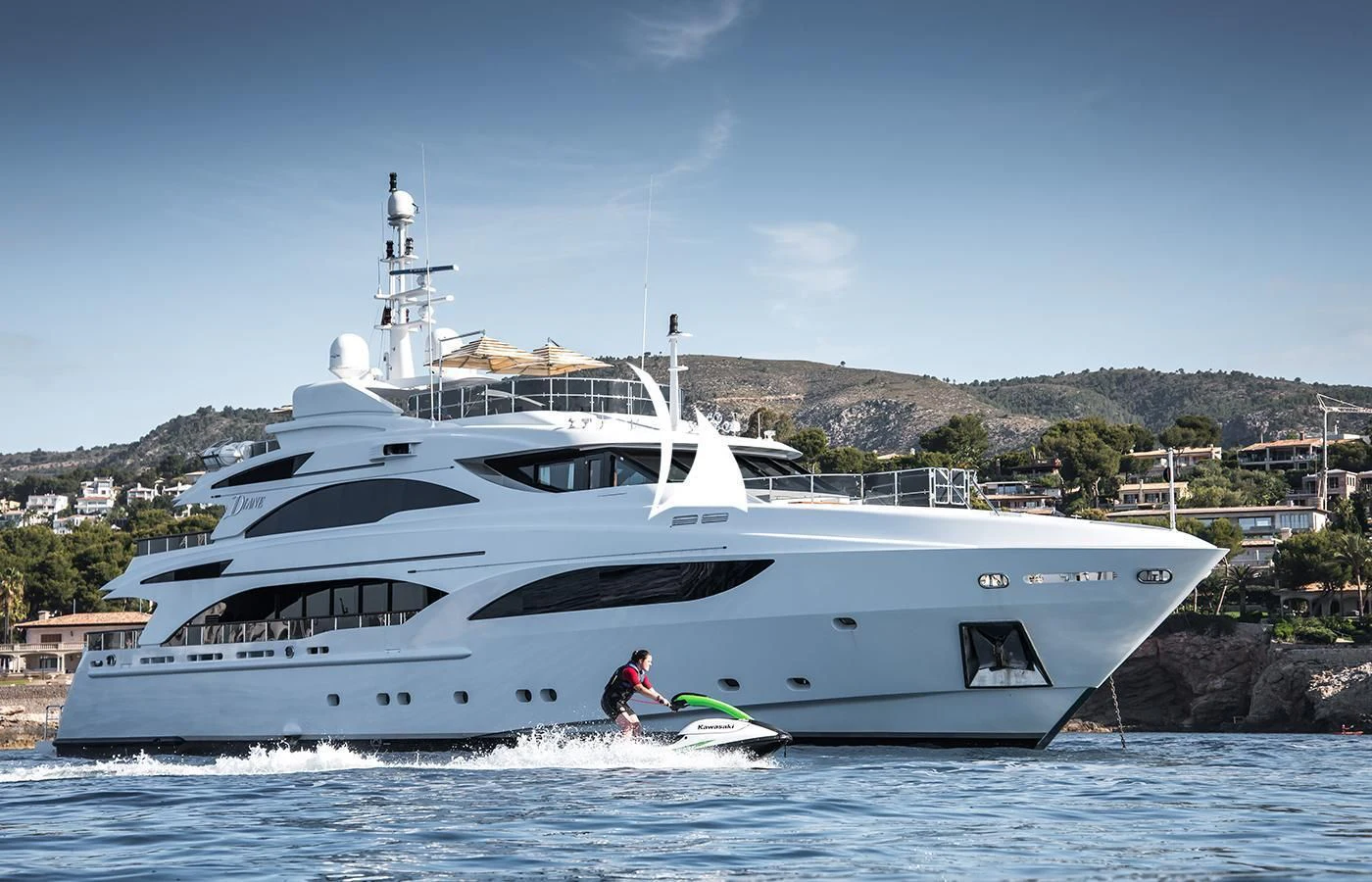 a person on a jet ski aboard DIANE Yacht for Charter