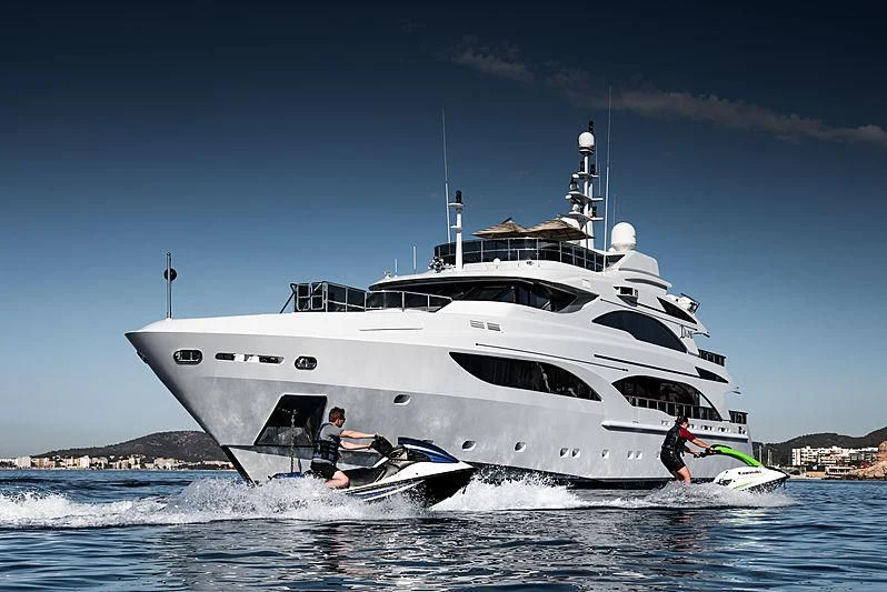 a white yacht on the water aboard DIANE Yacht for Charter