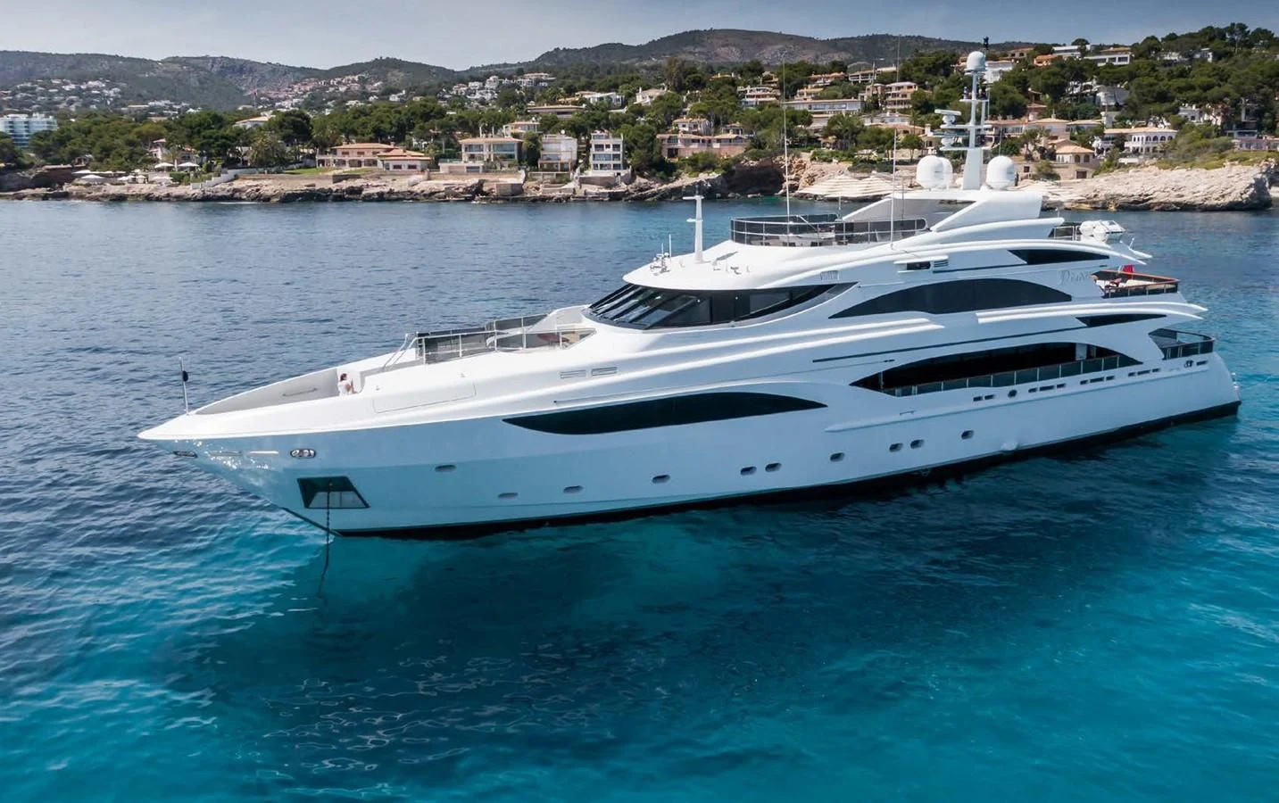 a white yacht in the water aboard DIANE Yacht for Charter