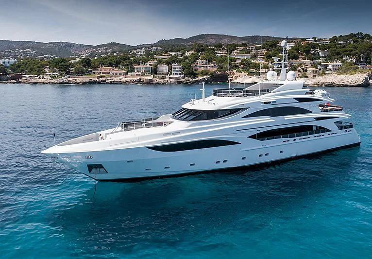 a white yacht in the water aboard DIANE Yacht for Charter