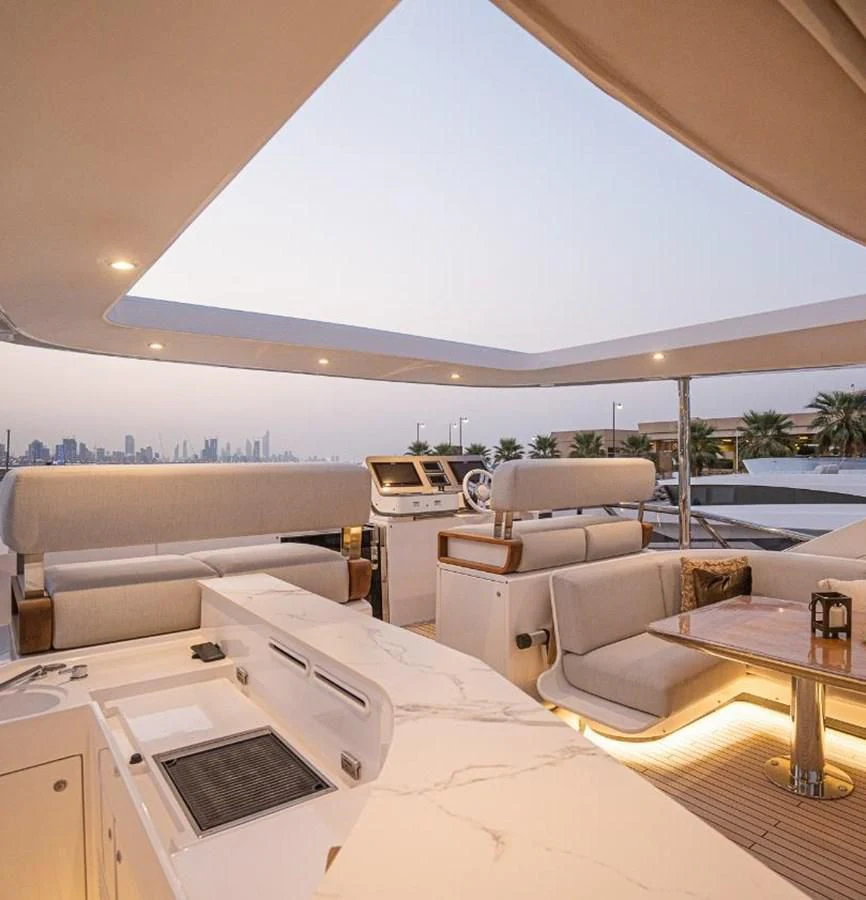 a large room with a large bed aboard LULWA Yacht for Sale