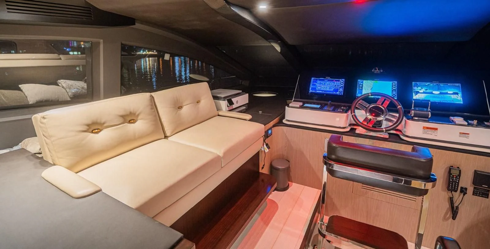 a room with a couch and a television aboard LULWA Yacht for Sale