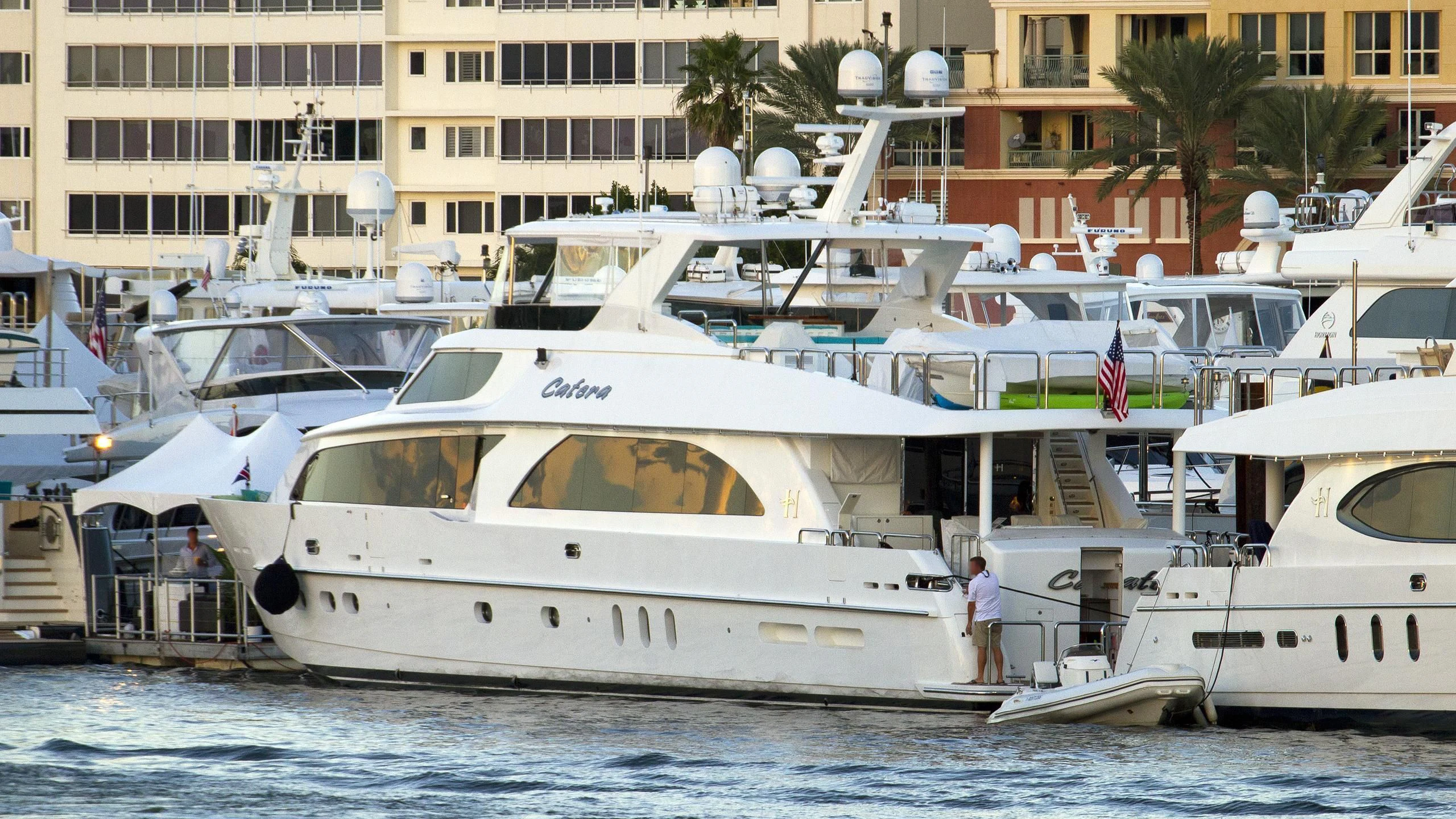 a group of boats are parked in the water aboard CYNDERELLA Yacht for Sale