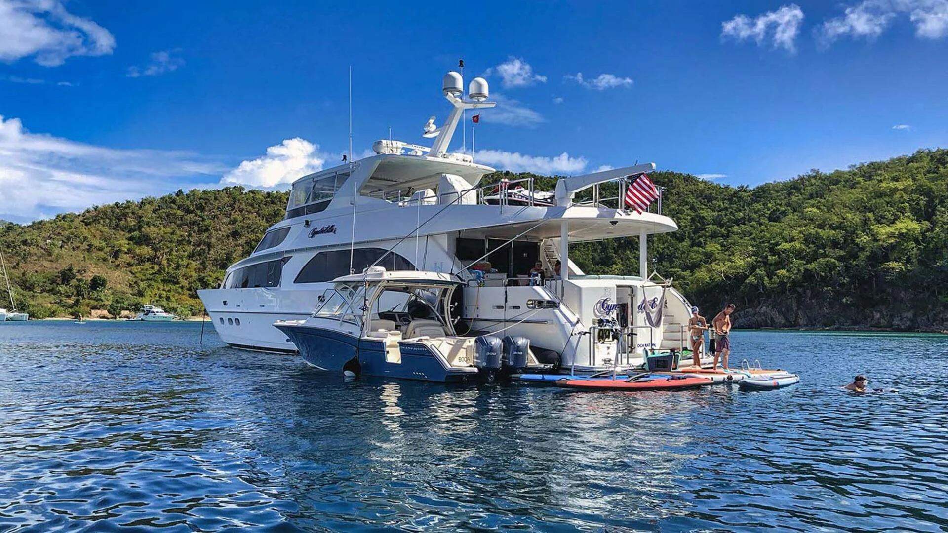 a boat in the water aboard CYNDERELLA Yacht for Sale