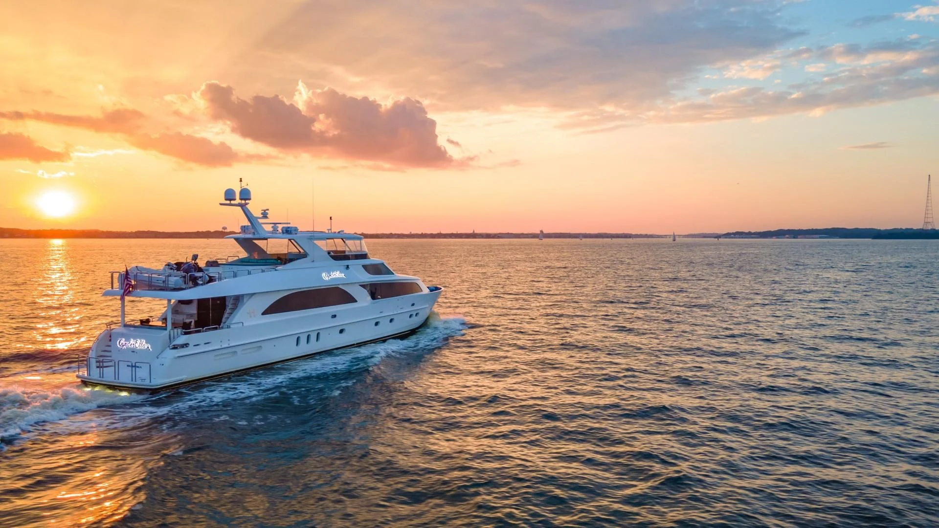 a boat in the water aboard CYNDERELLA Yacht for Sale