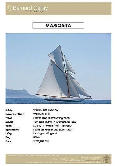 a boat on the water aboard MARIQUITA Yacht for Sale