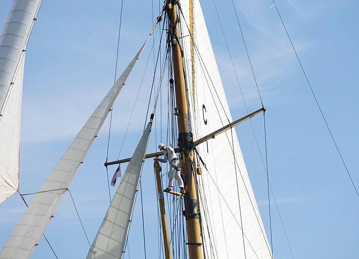 a large sailboat with ropes aboard MARIQUITA Yacht for Sale