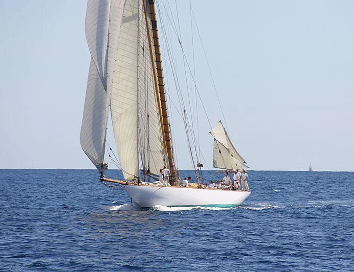 a sailboat on the water aboard MARIQUITA Yacht for Sale
