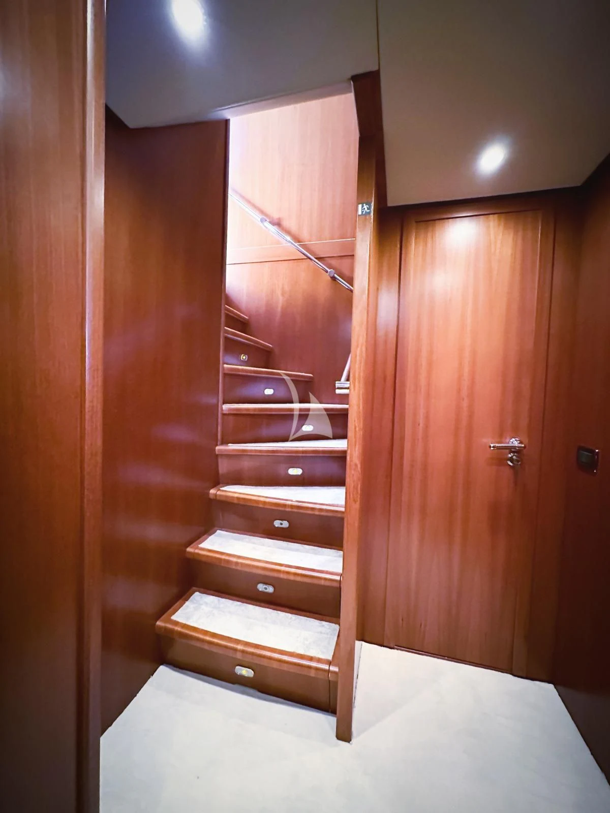 a wooden door with a wood frame aboard RAMSES II Yacht for Sale