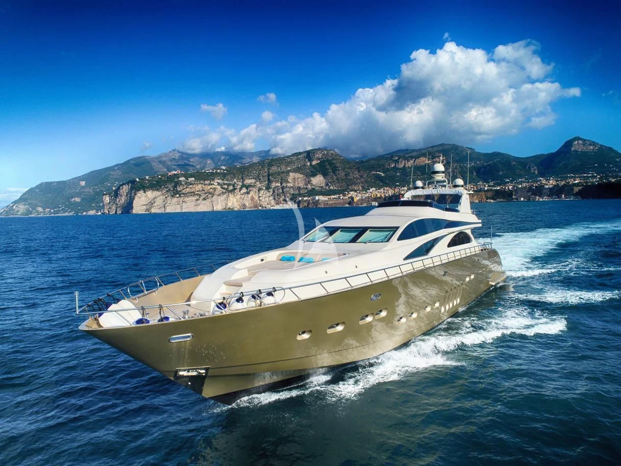 a white yacht on the water aboard RAMSES II Yacht for Sale