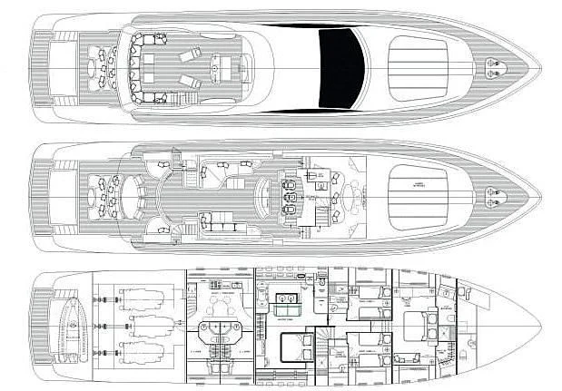 diagram, engineering drawing aboard RAMSES II Yacht for Sale