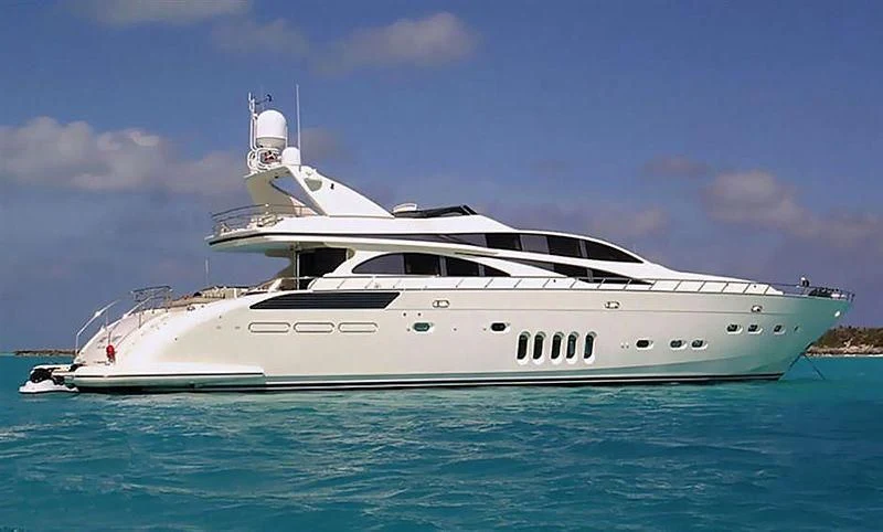 a white yacht on the water aboard RAMSES II Yacht for Sale