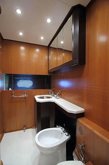 a bathroom with a sink and a toilet aboard RAMSES II Yacht for Sale