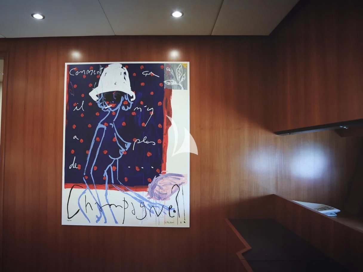 a poster on a wall aboard RAMSES II Yacht for Sale