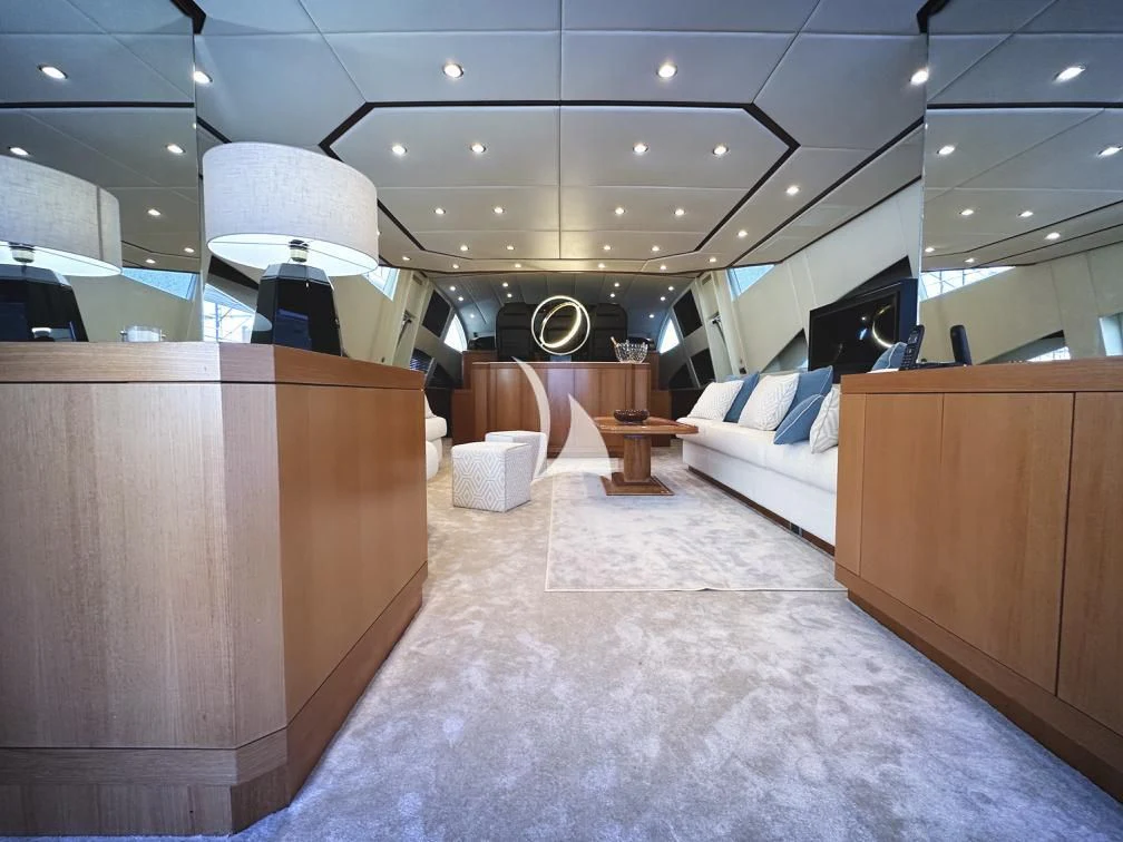 a room with a bed and a desk aboard RAMSES II Yacht for Sale