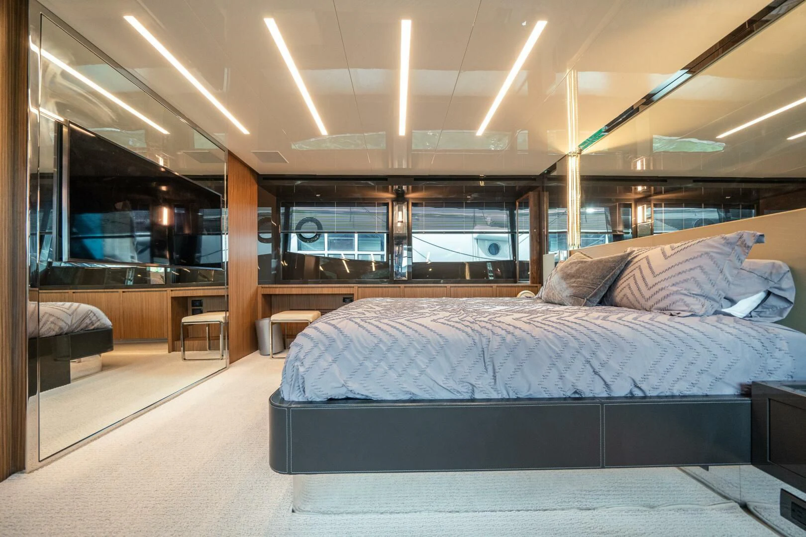 a bed in a room aboard RECREATIONAL USE Yacht for Sale