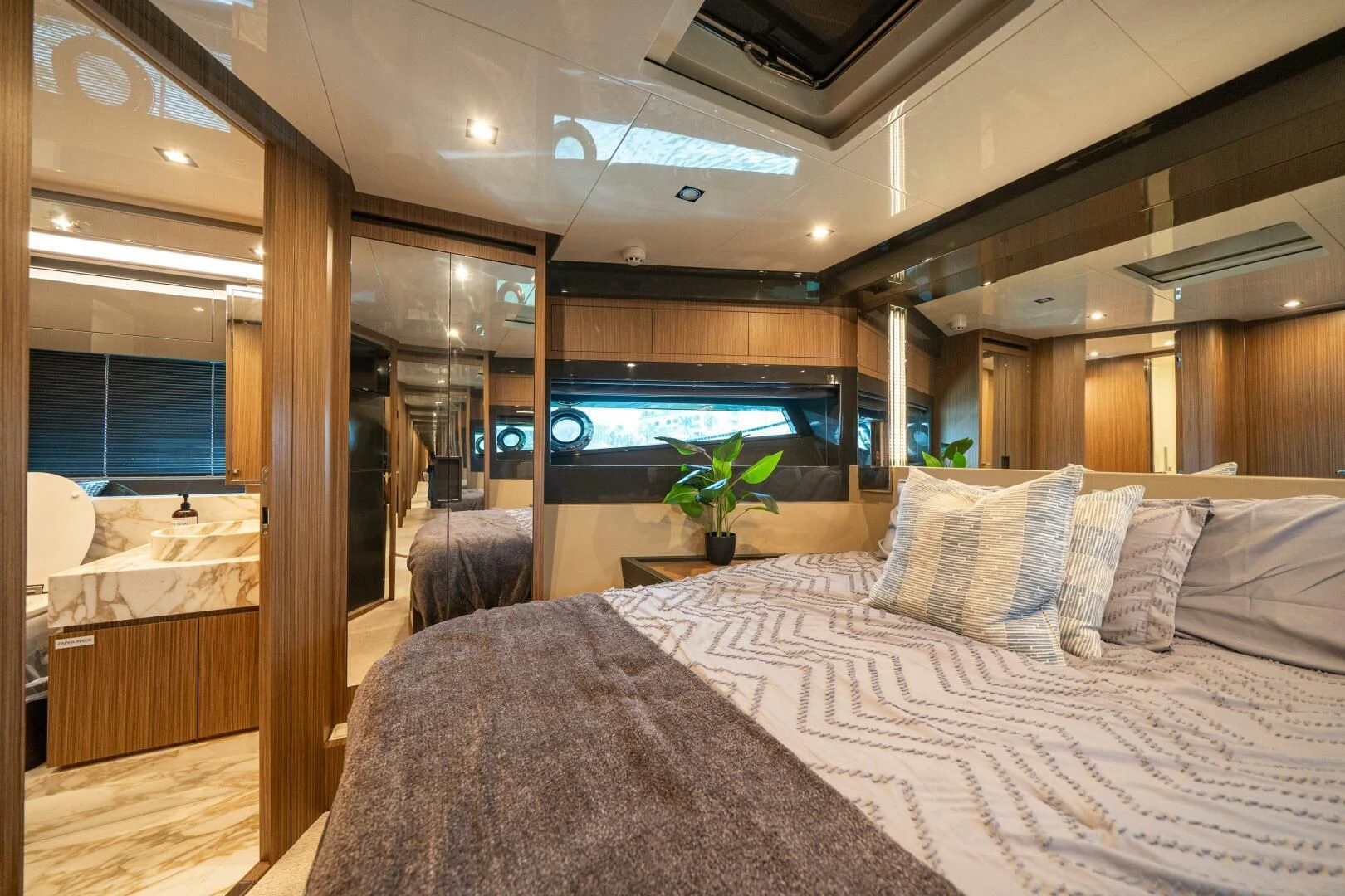 a bed in a room aboard RECREATIONAL USE Yacht for Sale