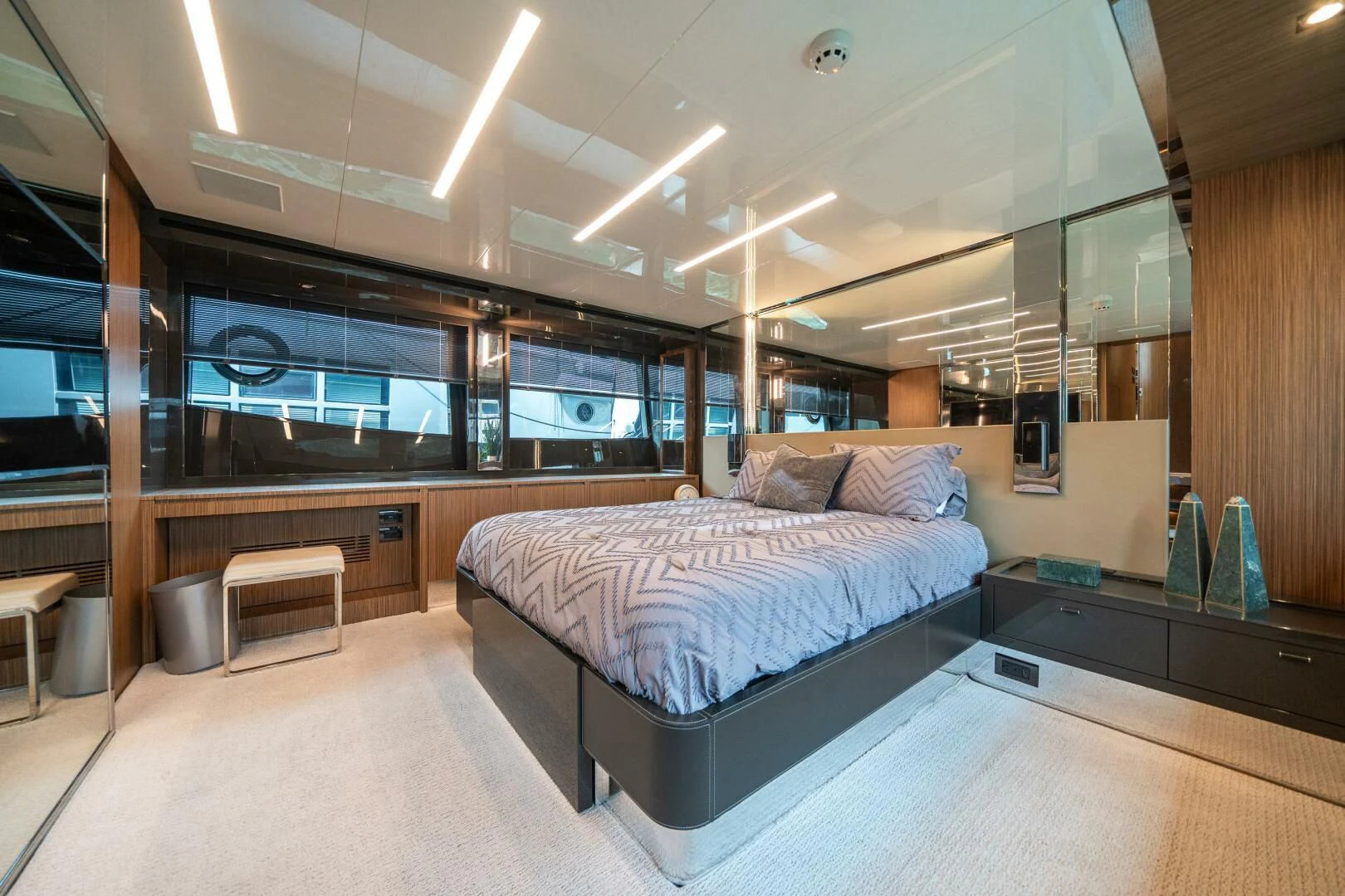 a bed in a room aboard RECREATIONAL USE Yacht for Sale