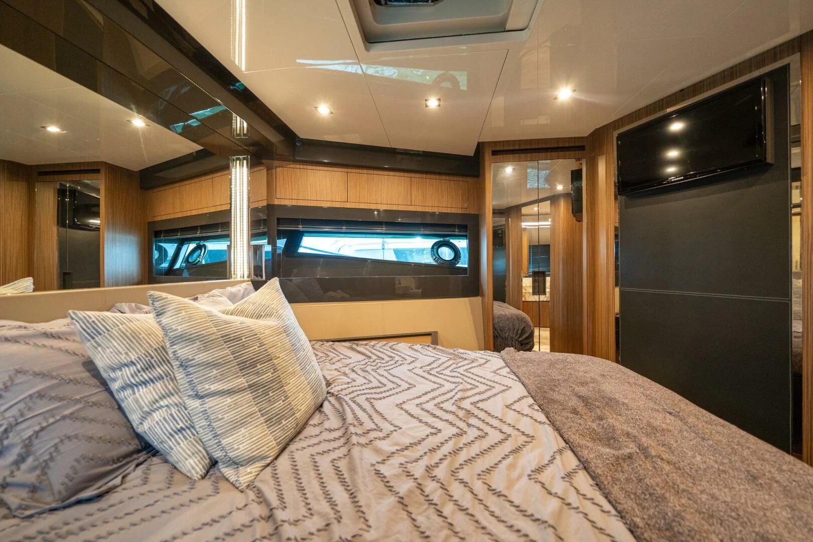 a bed with pillows aboard RECREATIONAL USE Yacht for Sale