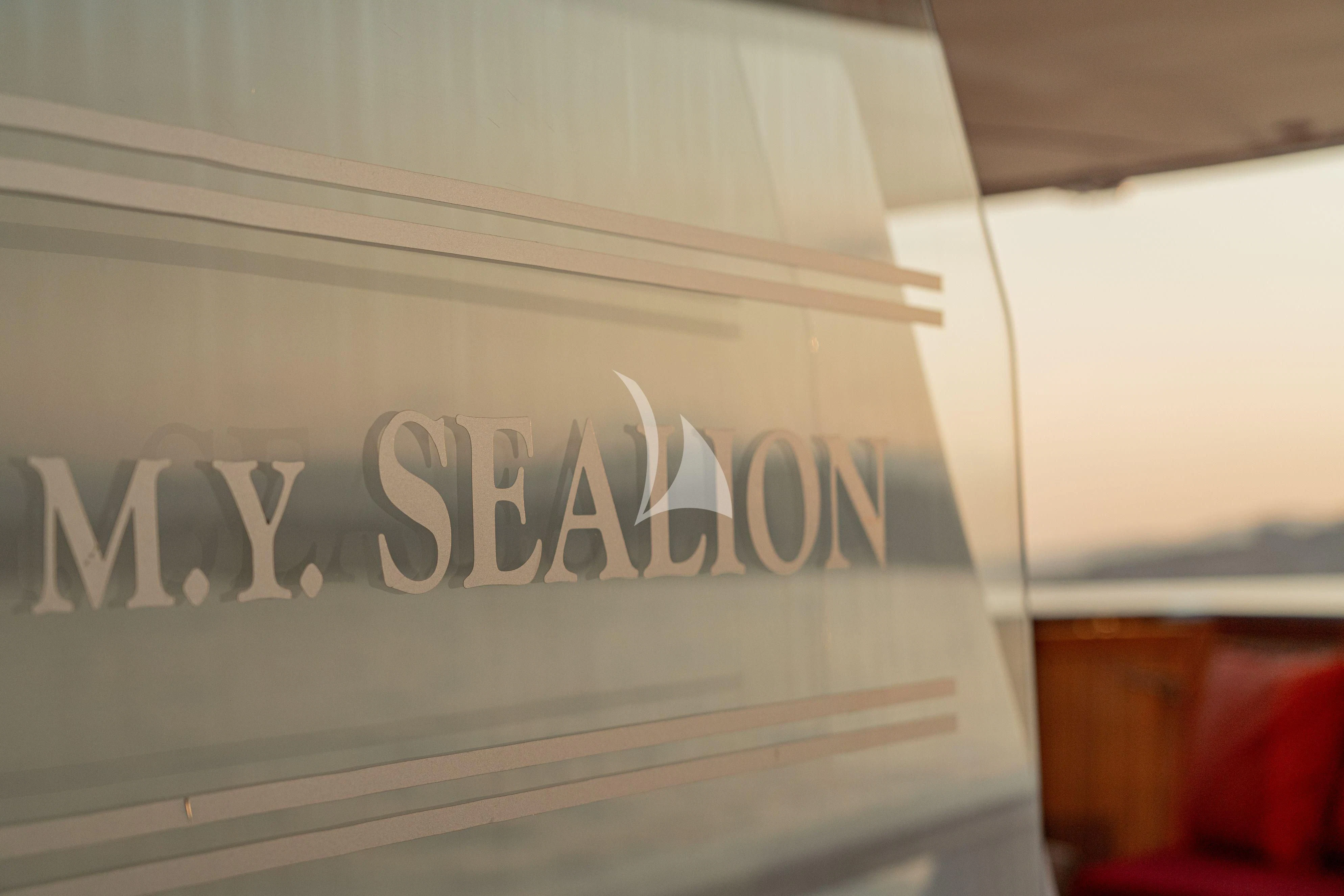 a sign on a wall aboard SEA LION Yacht for Sale