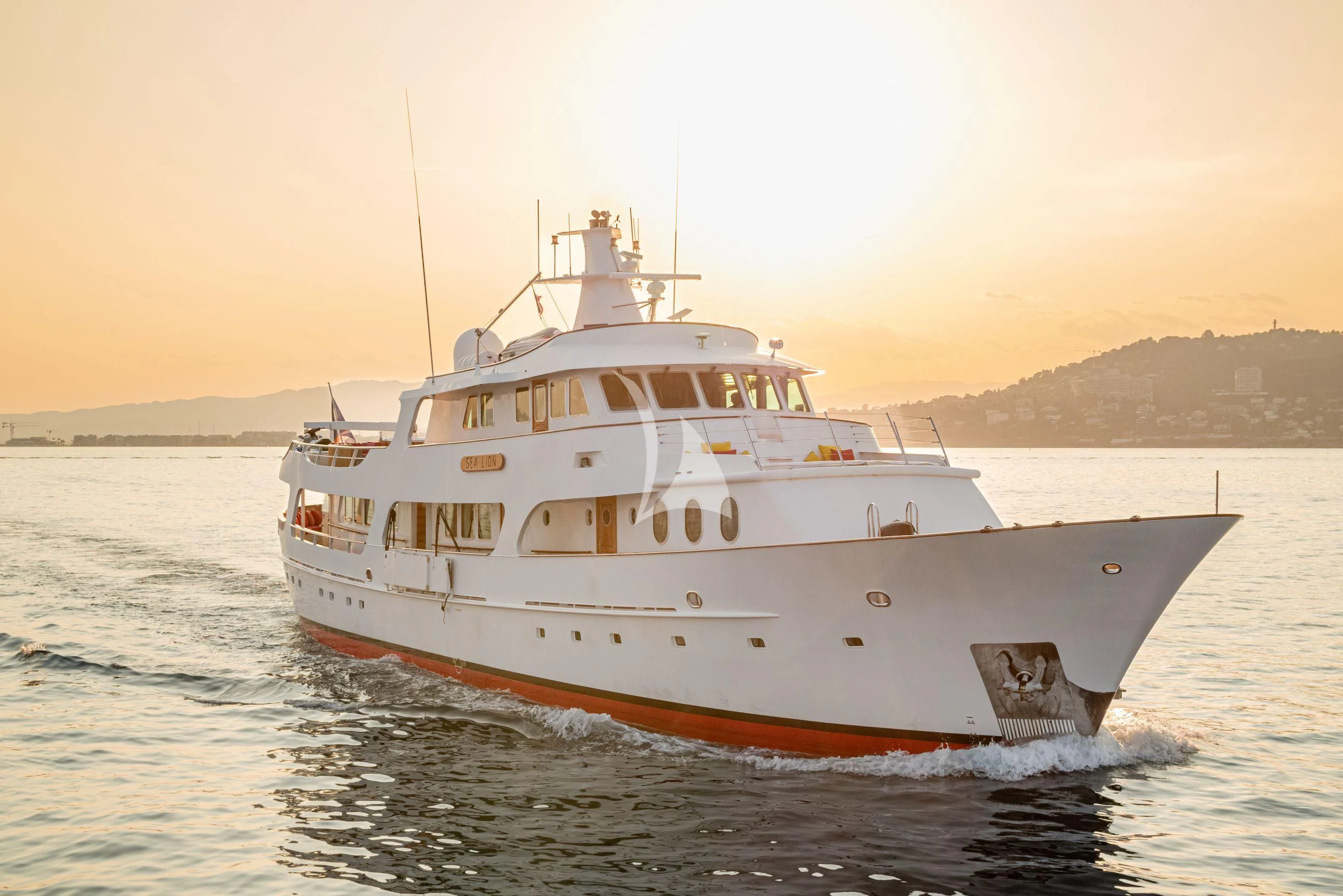 a boat on the water aboard SEA LION Yacht for Sale
