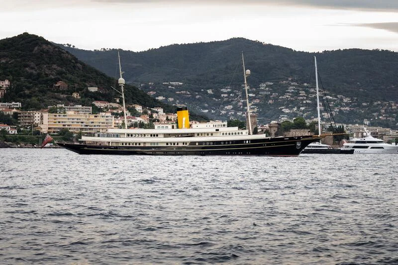 a large ship in the water aboard NERO Yacht for Sale
