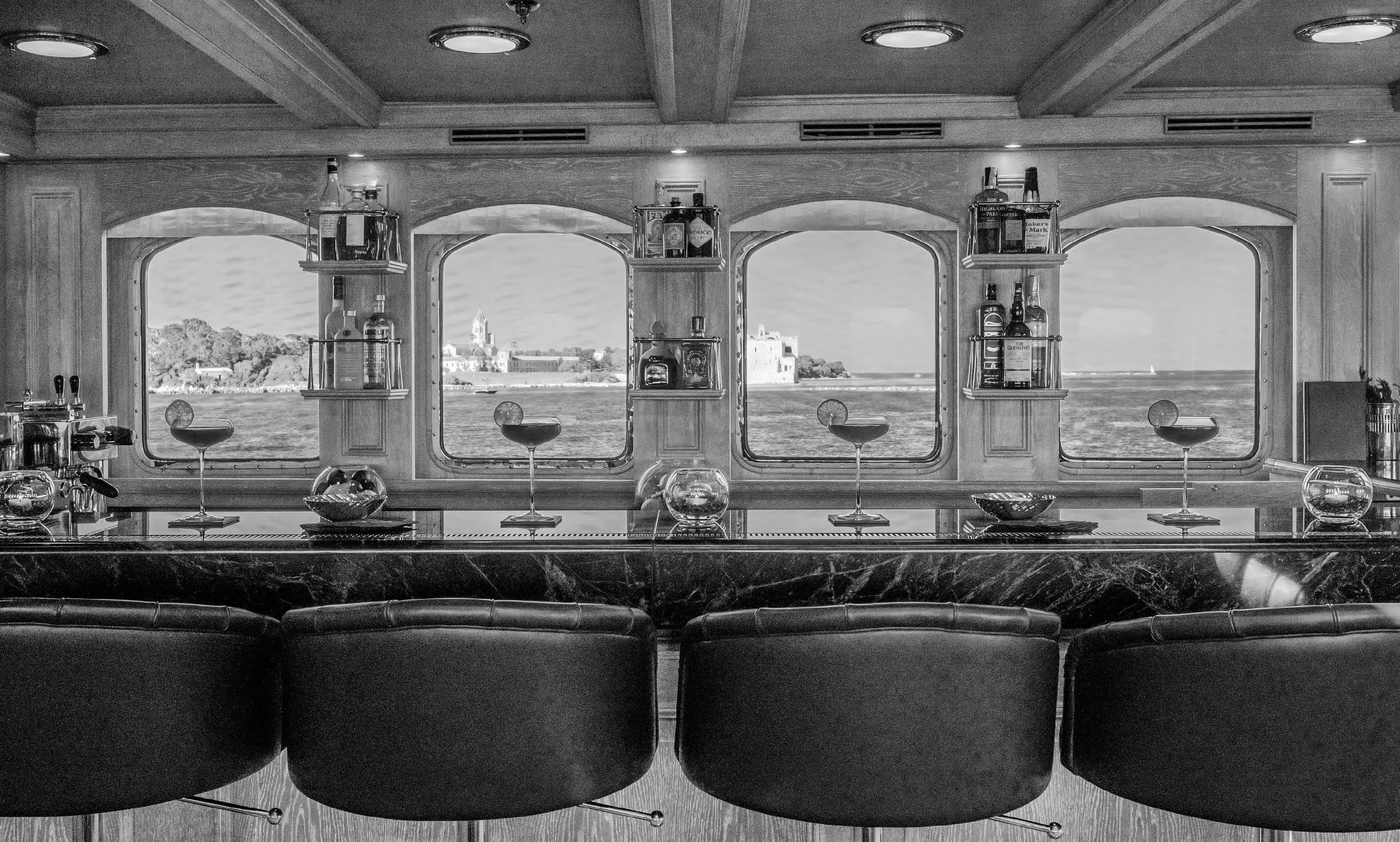 a large room with a large window aboard NERO Yacht for Sale