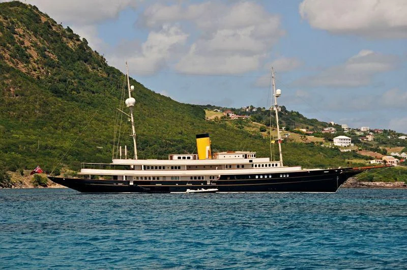 a large ship in the water aboard NERO Yacht for Sale