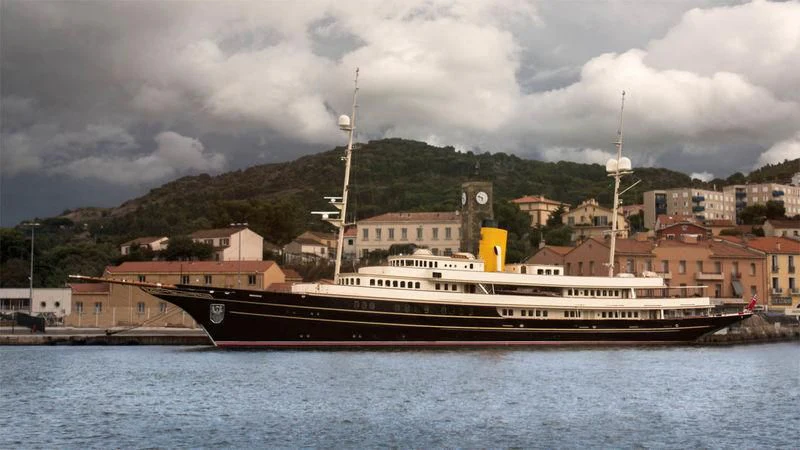 a large ship in the water aboard NERO Yacht for Sale