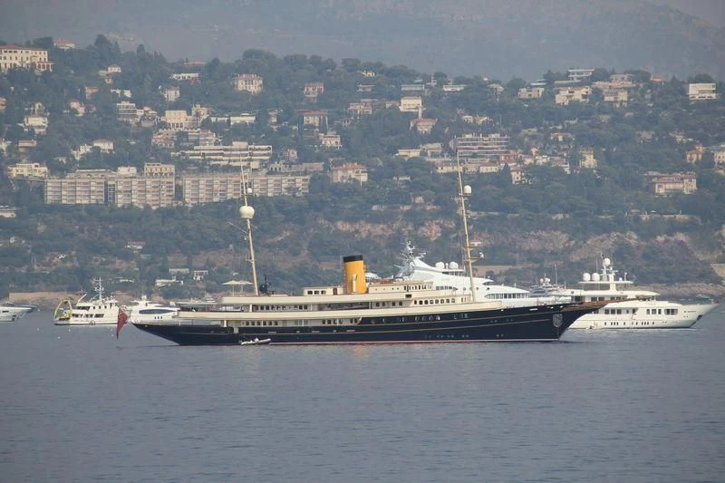 a large ship in the water aboard NERO Yacht for Sale