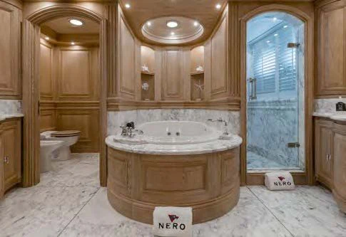 a bathroom with a large sink aboard NERO Yacht for Sale