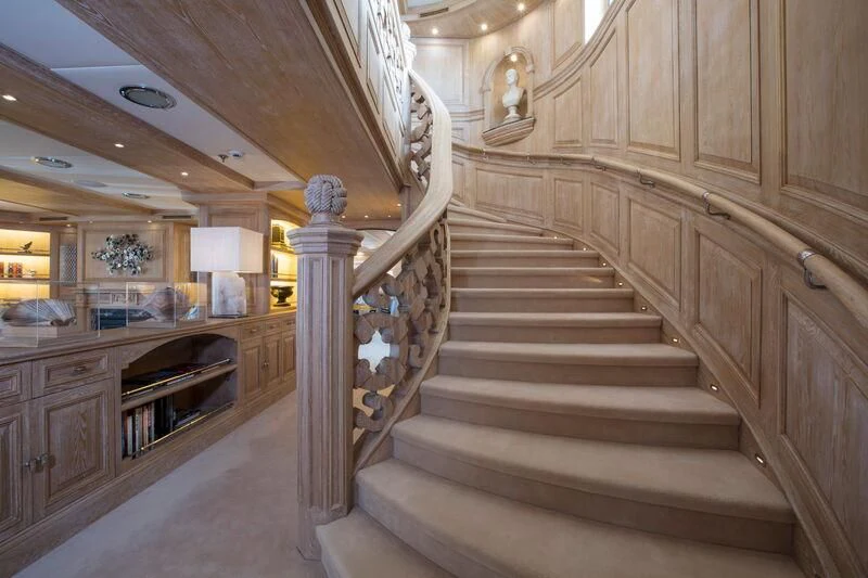 a staircase in a building aboard NERO Yacht for Sale