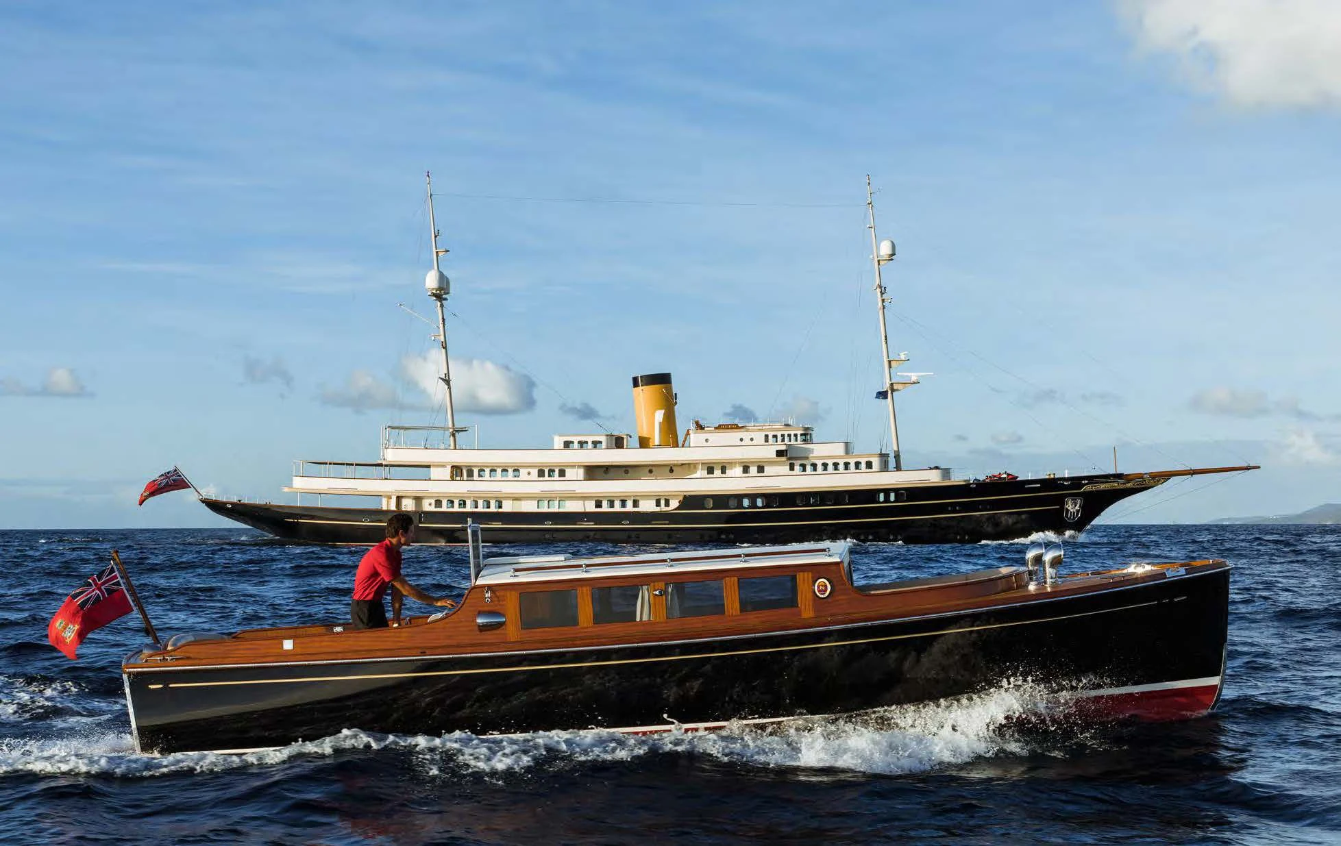 a large ship in the water aboard NERO Yacht for Sale