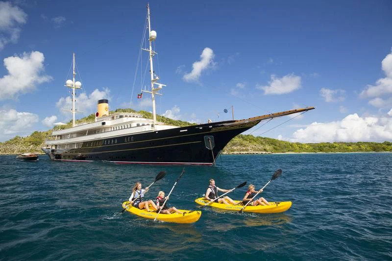 a large ship in the water aboard NERO Yacht for Sale