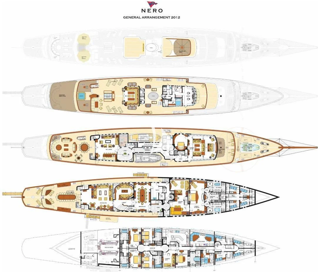 diagram, engineering drawing aboard NERO Yacht for Sale