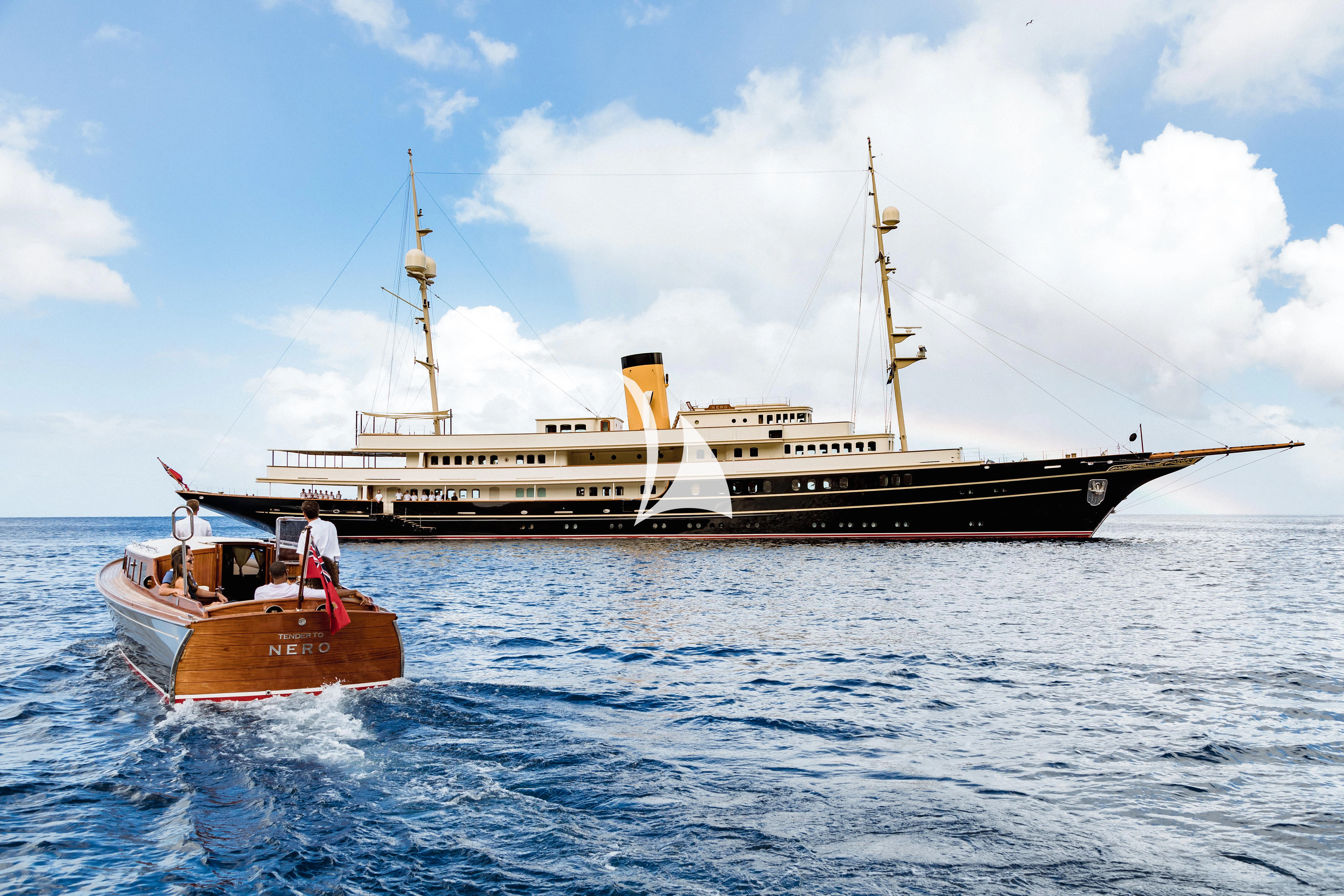 a large ship in the water aboard NERO Yacht for Sale