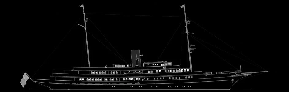 a black and white photo of a ship aboard NERO Yacht for Sale