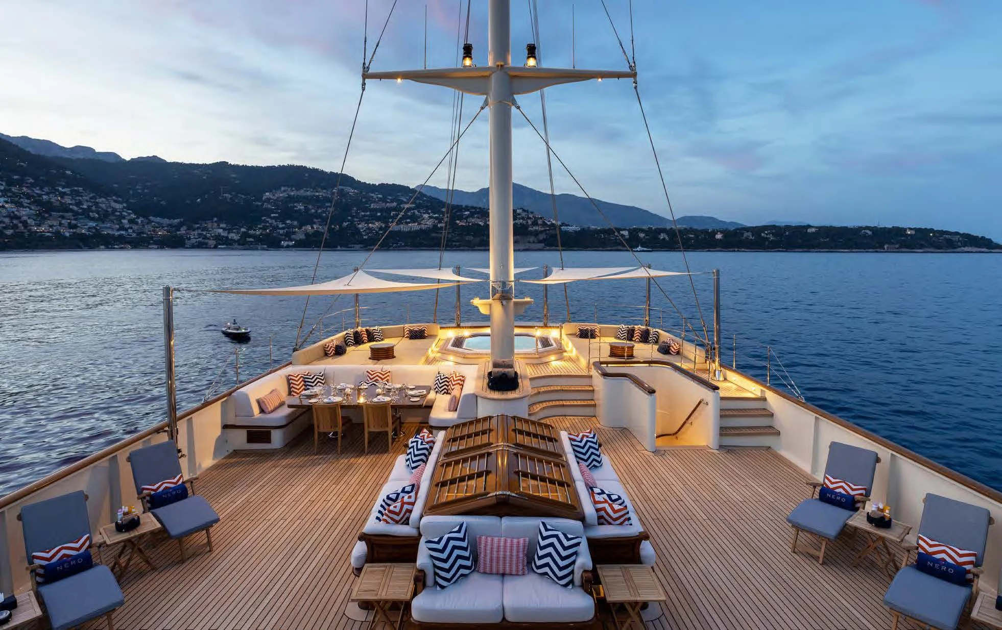 a boat on a dock aboard NERO Yacht for Sale