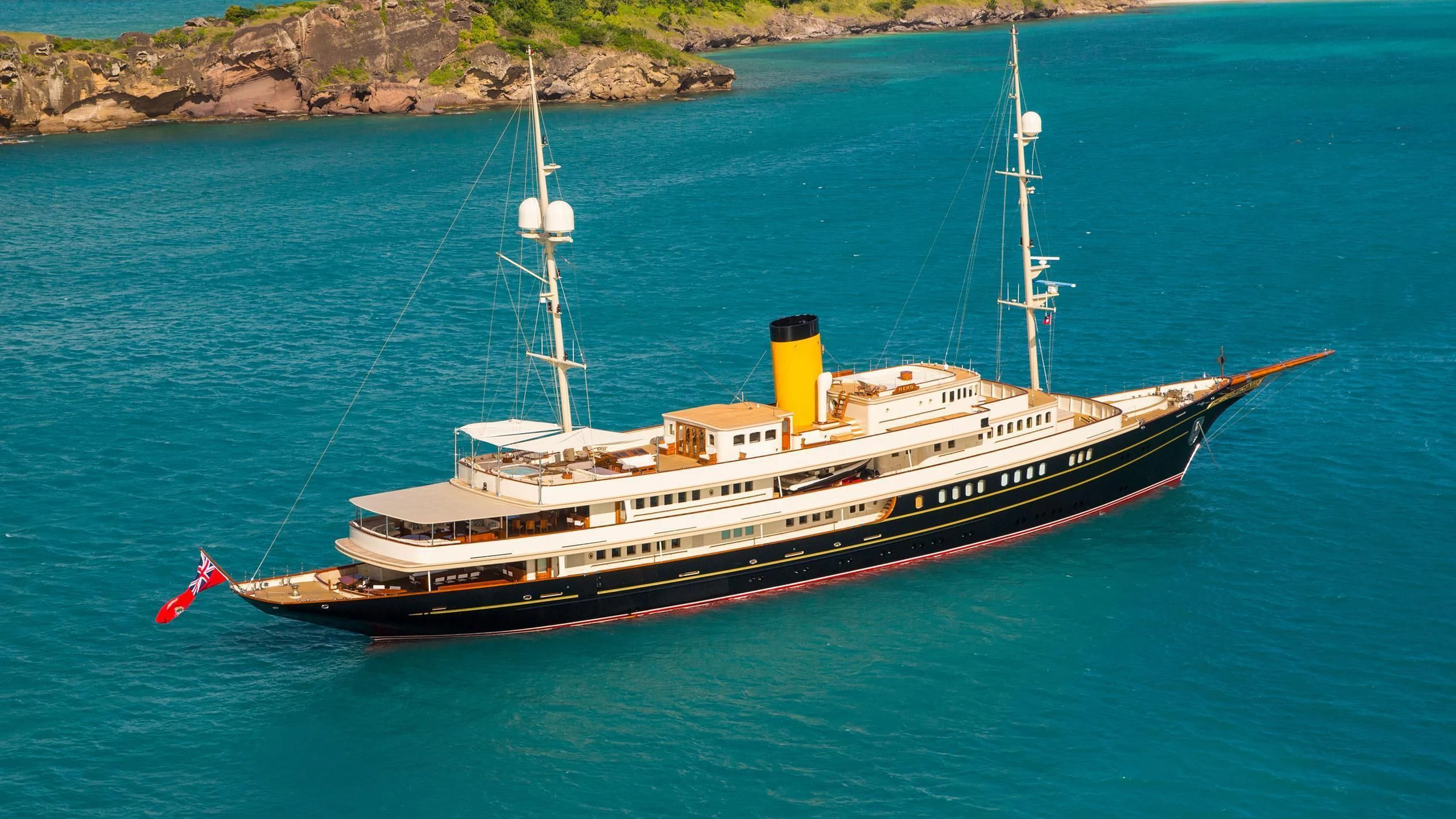 a large ship in the water aboard NERO Yacht for Sale