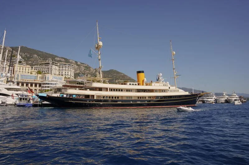 a large ship in the water aboard NERO Yacht for Sale