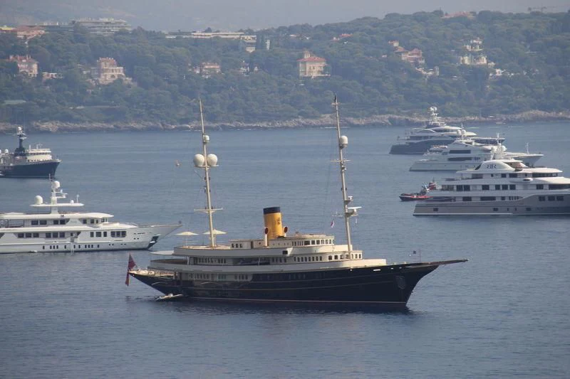 a large ship in the water aboard NERO Yacht for Sale
