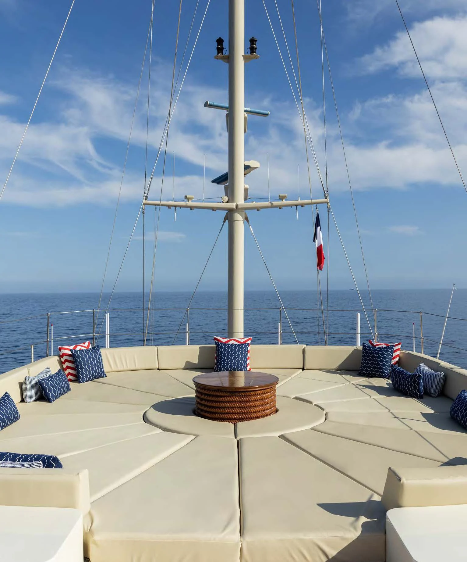 a cross on a platform with flags on it aboard NERO Yacht for Sale
