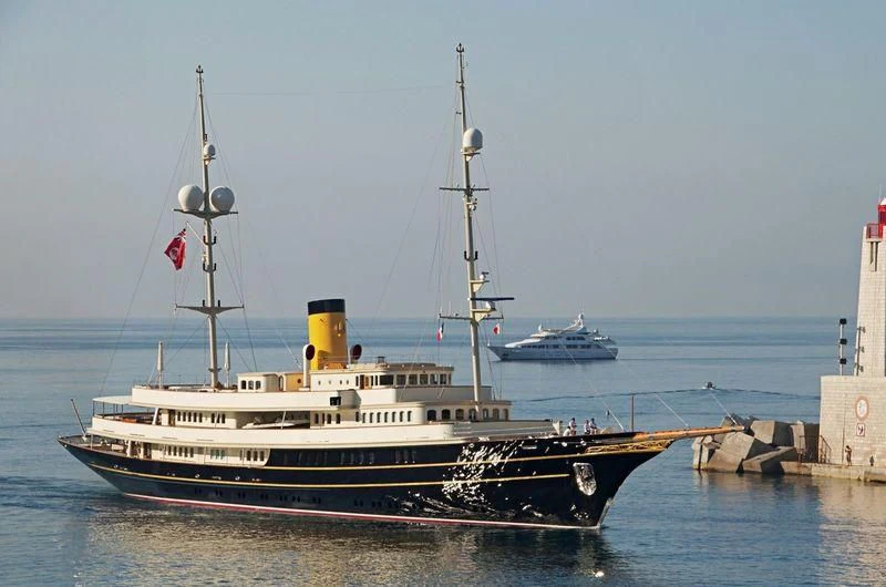 a large ship in the water aboard NERO Yacht for Sale