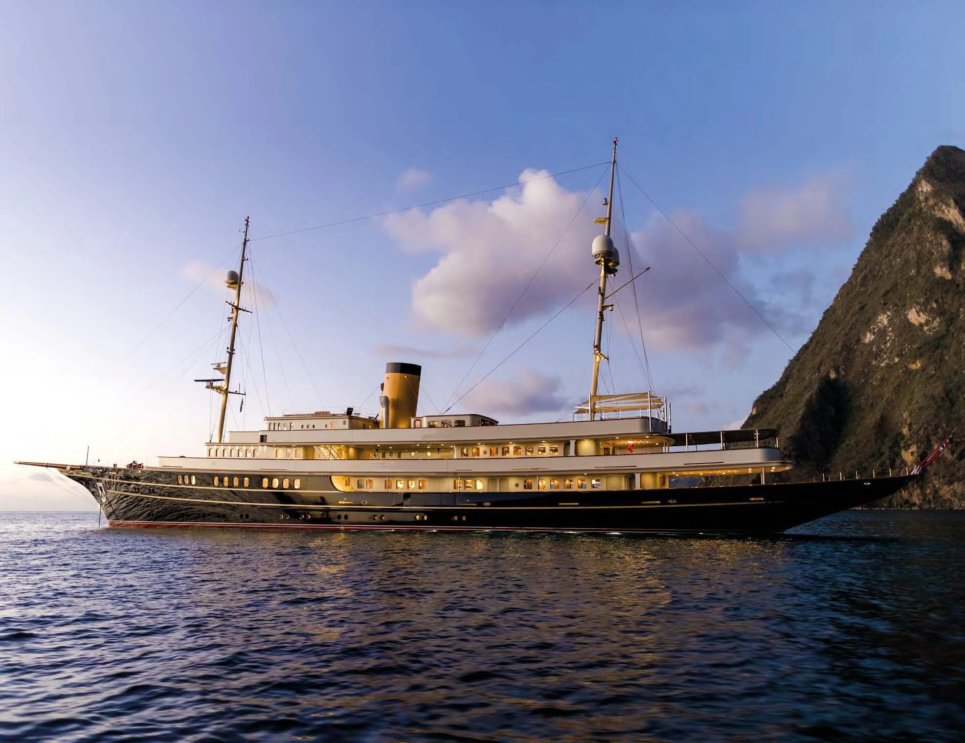 a large ship in the water aboard NERO Yacht for Sale