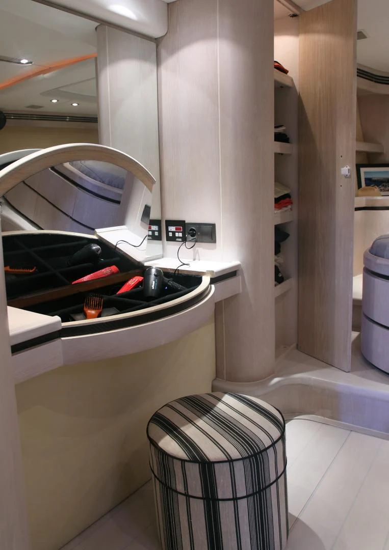 a bathroom with a sink and a mirror aboard MARIA ALBA II Yacht for Sale