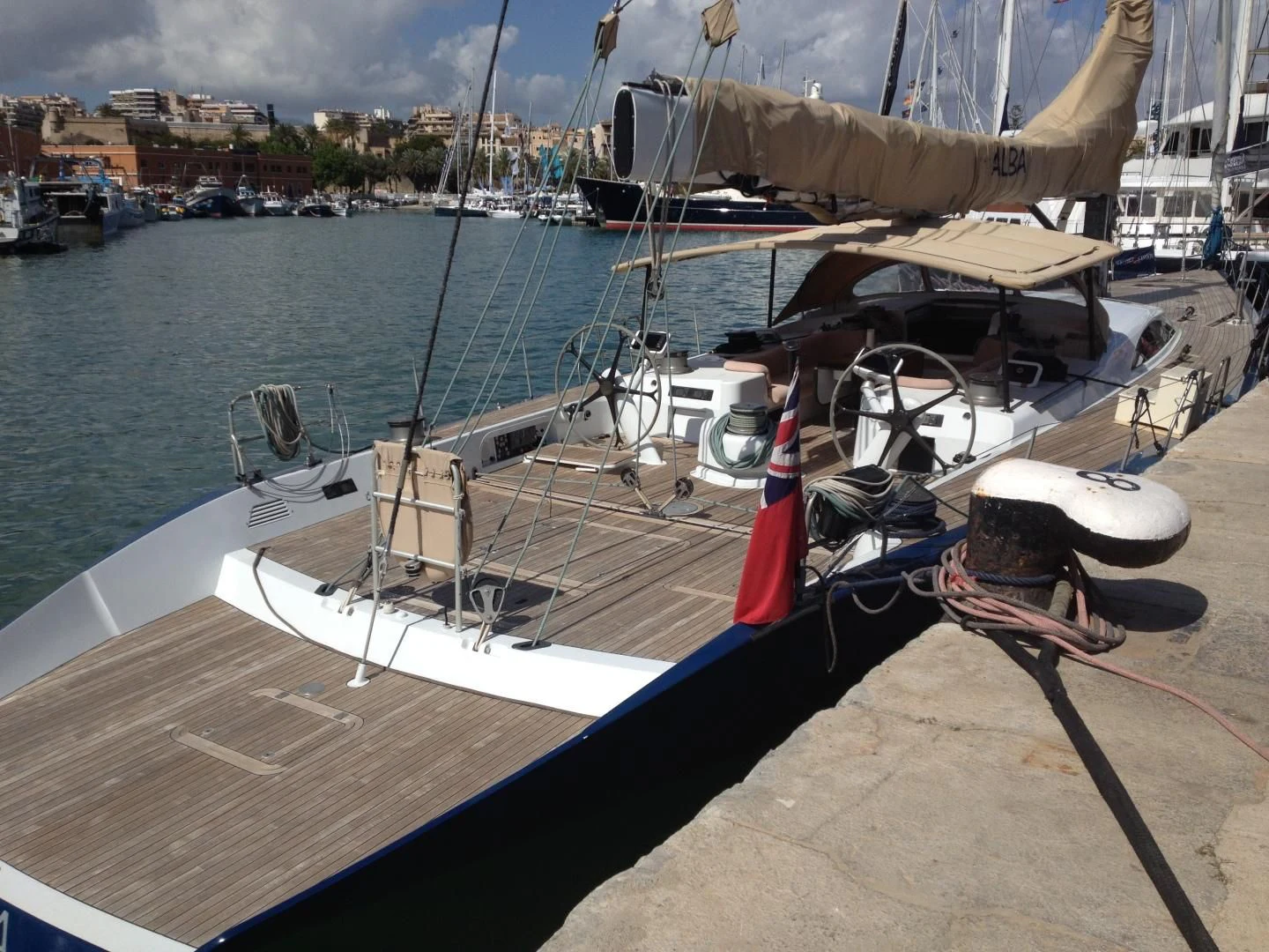 a boat docked at a pier aboard MARIA ALBA II Yacht for Sale