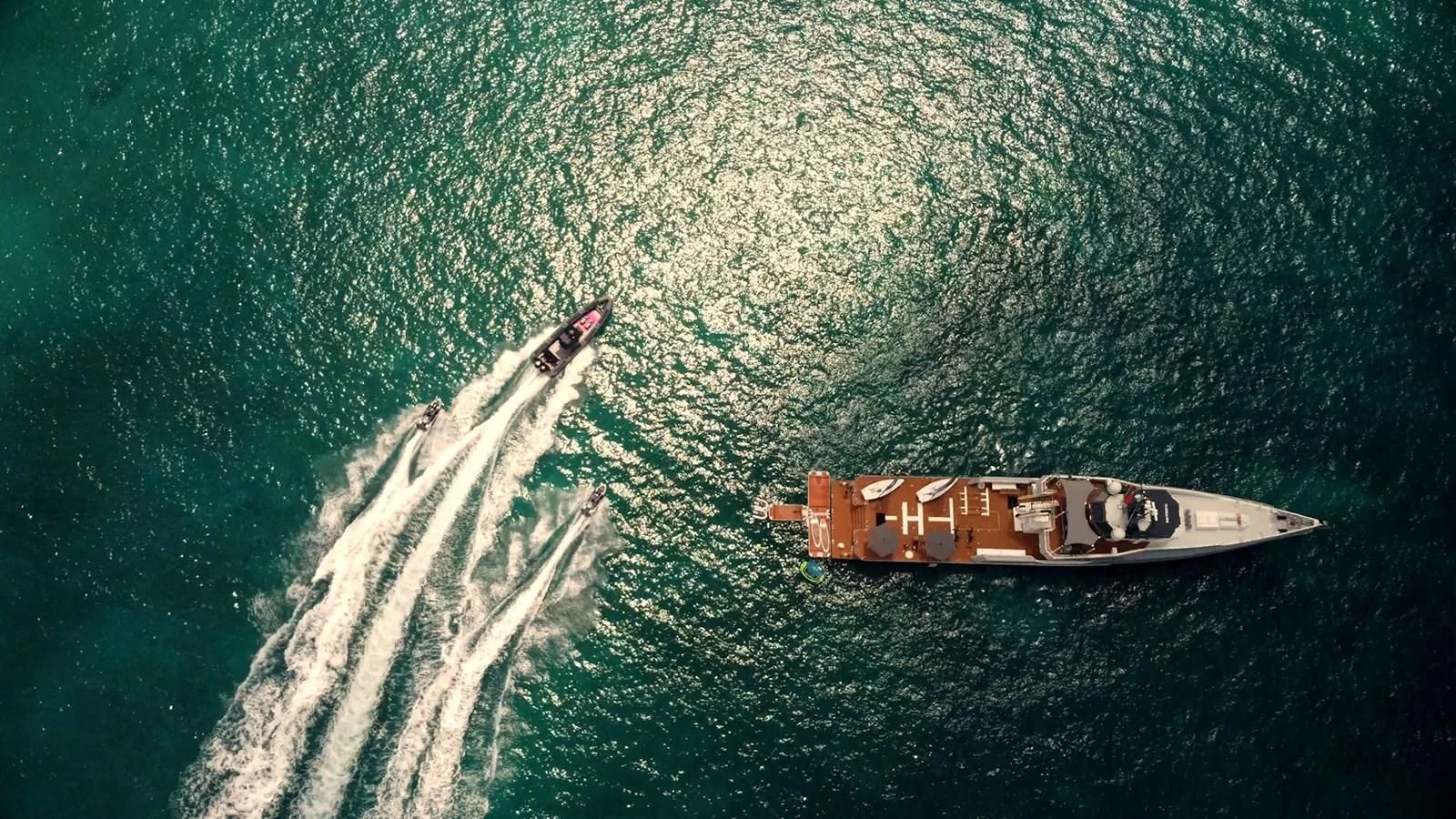 a boat in the water aboard BAD COMPANY SUPPORT Yacht for Charter